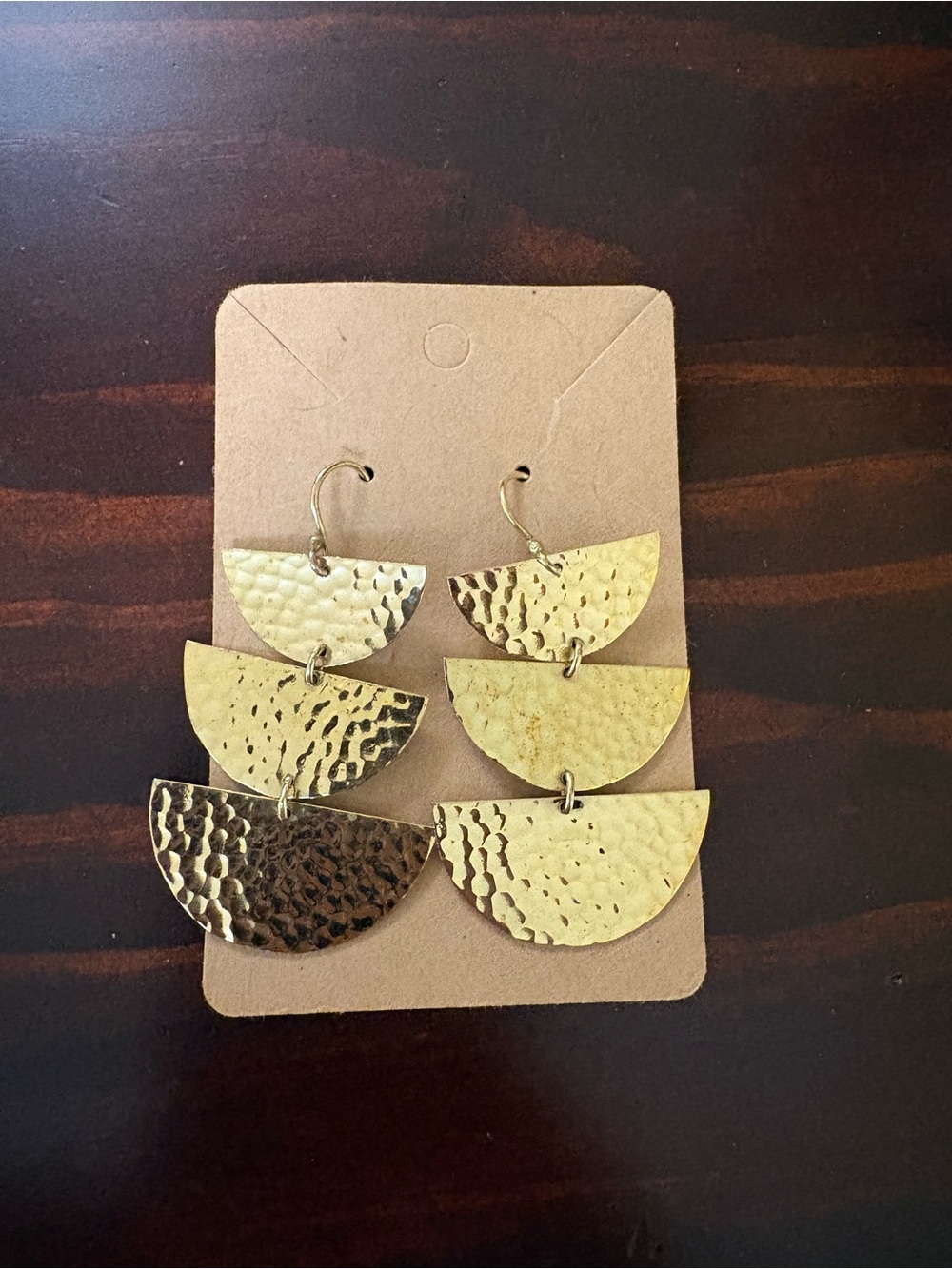 Gold Hammered Metal Tiered Hoop Earrings - Gold Color. Brand new.